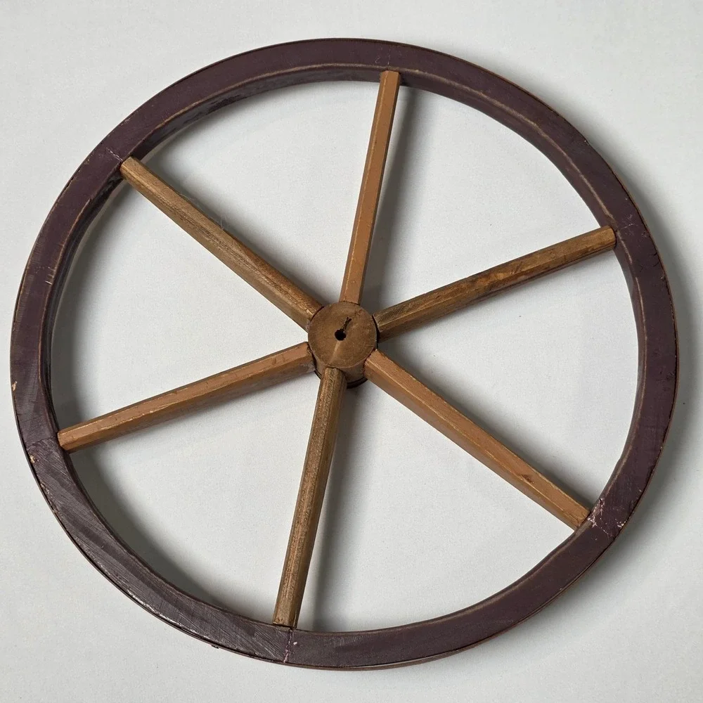 Wagon Wheel 6-Spoke 13.5in Rustic Farmhouse Western Country Wall Decor